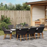 Garden Dining Set with Cushion 9 pcs Black Poly Rattan 3261622