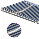 ZNTS Manual Retractable Awning with LED 4x3.5 m Blue and White 3070021