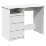 ZNTS Desk White 102x50x75 cm Engineered Wood 860463