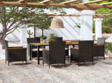42913 7 Piece Outdoor Dining Set with Cushions Poly Rattan