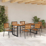 Garden Dining Set 7 pcs Black Solid Acacia Wood 3365463