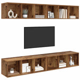 TV Cabinet Set 4 pcs Old Wood 37 x 37 x 107 cm Engineered Wood 3393534