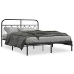 Metal Bed Frame without Mattress with Headboard Black 135x190cm 377116