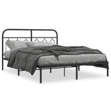 Metal Bed Frame without Mattress with Headboard Black 135x190cm 377116