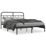 Metal Bed Frame without Mattress with Headboard Black 135x190cm 377116