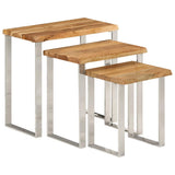 Nesting Tables 3 pcs with Live Edge Solid Wood Acacia 372761