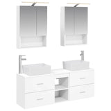 Bathroom Furniture Set 5 pcs White Engineered Wood and Glass 3406839