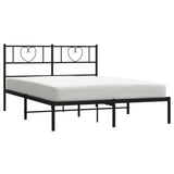 Metal Bed Frame without Mattress with Headboard Black 140x200cm 355464