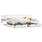 Daybed with Trundle and Drawers without Mattress White 90x190 cm Single 3302248