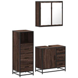 3 Piece Bathroom Furniture Set Brown Oak Engineered Wood 3301019