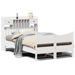 ZNTS Bed Frame without Mattress White 120x190 cm Small Double Solid Wood Pine 3323396