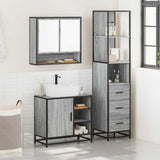 3 Piece Bathroom Furniture Set Grey Sonoma Engineered Wood 3301178