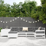 7 Piece Garden Sofa Set White Solid Wood Pine 3250977