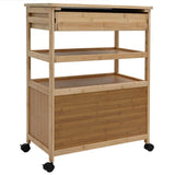 Kitchen Trolley with Wheels Natural 59.5 x 36 x 82 cm Bamboo 42028295