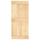 Sliding Door Natural and Black 95 x 210 cm Solid Pine Wood 3445156