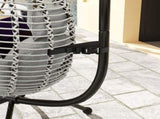Single Rattan Hanging Egg Chair, with Seat Cushion - Grey T3398P311631