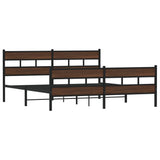 Metal Bed Frame without Mattress Brown Oak 180x200 cm Super King 3308478