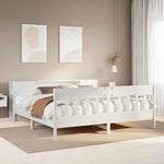 ZNTS Bookcase Bed without Mattress White 200x200cm Solid Wood Pine 3323171