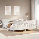 ZNTS Bookcase Bed without Mattress White 200x200cm Solid Wood Pine 3323171