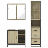 3 Piece Bathroom Furniture Set Sonoma Oak Engineered Wood 3301146