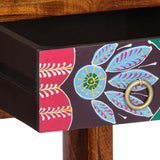 Floral End Table with Drawer with Storage Brown 35 x 35 x 75 cm 4016528
