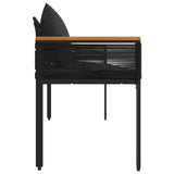 Outdoor Bench with Cushion Black 117 x 54 x 74.5 cm Poly Rattan 42025237