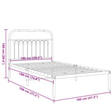 Metal Bed Frame without Mattress with Headboard Black 100x190cm 376594