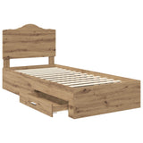 Bed Frame with Drawer Artisan Oak 90 x 200 cm Engineered Wood 3413656