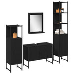Bathroom Furniture Set with Door 4 pcs Black 33 x 33 x 185.5 cm 3334404