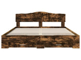 Bed Frame with Drawer Smoked Oak 140 x 200 cm Engineered Wood 3413188