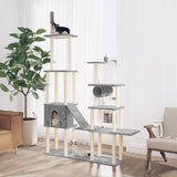 Cat Tree with Sisal Scratching Posts Light Grey 279 cm 171616