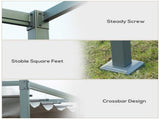 3 x 2m Retractable Roof Gazebo, Wall Mounted Pergola Canopy Garden Shelter for Sun Shade, Grey T3398P310855