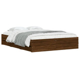 Bed Frame with Drawers without Mattress Brown Oak 140x190 cm 3207307