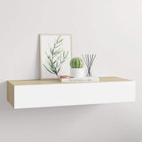 330263 Wall-mounted Drawer Shelf Oak and White 60x23,5x10cm MDF