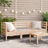 Garden Sofa Natural Wood Solid Pine Wood 3-seater Modular 838026