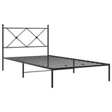 Metal Bed Frame without Mattress with Headboard Black 100x190cm 376496