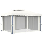 ZNTS Gazebo with Curtain 4x3 m Cream White Aluminium 3053375