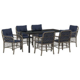 Garden Dining Set with Cushion 7 pcs Grey and Black Rattan 3380250
