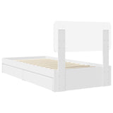 Storage Bed with Headboard White 75 x 190 cm Engineered Wood 3412325