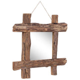 Log Mirror Natural 50x50 cm Recycled Teak Wood 283933
