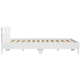 ZNTS Bed Frame with LED without Mattress White 160x200 cm 3207532