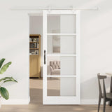 Sliding Door White 83 x 211 cm Solid Pine Wood and Glass 3332252