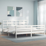 Bed Frame without Mattress White 200x200 cm Solid Wood 3194462