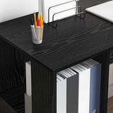 Desk with Shelf Black Oak 130 x 50.5 x 75 cm Engineered Wood 869499