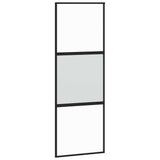 Sliding Door with Hardware Set Black 76x205 cm Tempered Glass 3375877