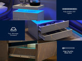 Nightstand LED Bedside Table Cabinet Lights Modern End Side with 2 Drawers for Bedroom T3272P355457