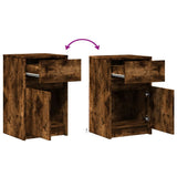 ZNTS Bedside Cabinets with LED Lights 2 pcs Smoked Oak Engineered Wood 852007