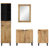 4 Piece Bathroom Furniture Set Brown Solid Wood Mango 3310008