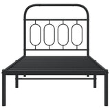 Metal Bed Frame without Mattress with Headboard Black 90x200cm 377110