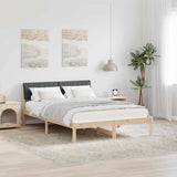 Bed frame Brown and dark grey 140 x 190 cm Solid pine wood 878685